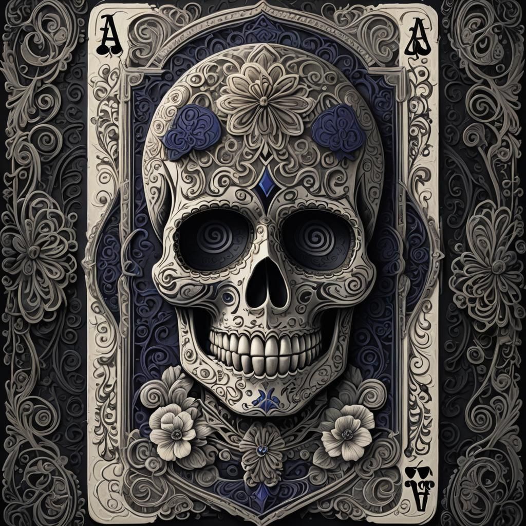 Gothic Ace of Spades Zuit Suiter with Skull Face