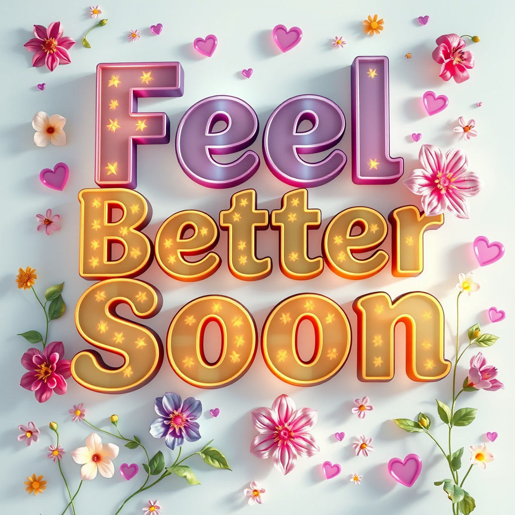 Feel Better Soon in Multicolored 3D Font