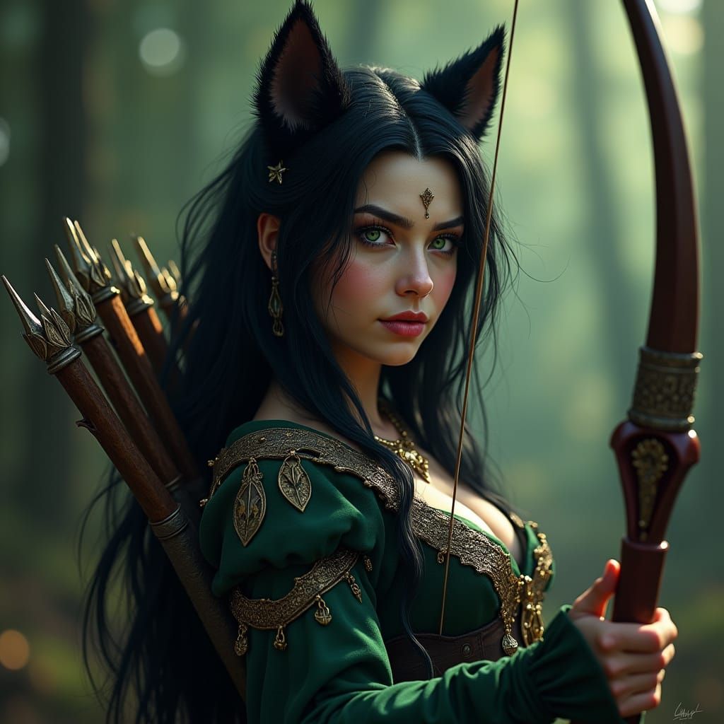 Lycan Princess Archer: Detailed Digital Matte Painting