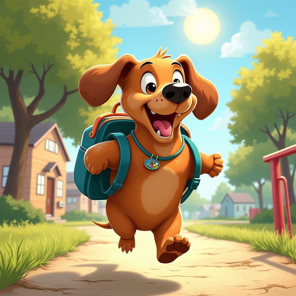 Whimsical Wiener Dog at Elementary School Playground