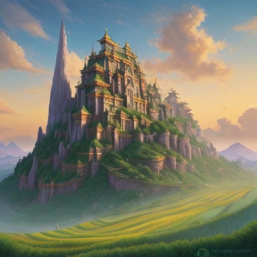 Harvest at the Soaring Jade Sect in Oil Paint