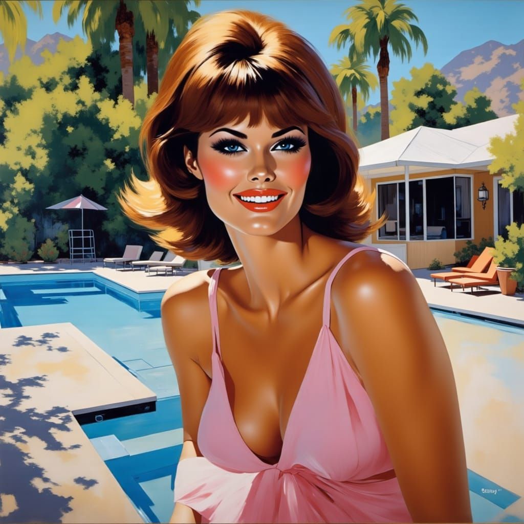 Vibrant Impressionist Portrait of a 1960s Starlet