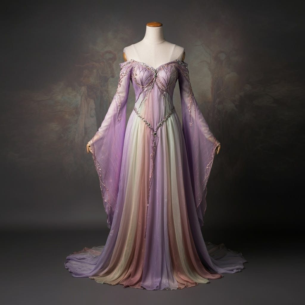 Ethereal Elvish Gown in Lavender, Rose, and Pink Hues