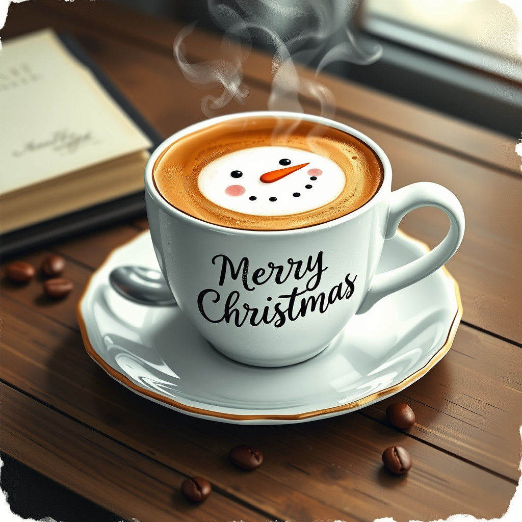 Latte Snowman in Quentin Blake Style