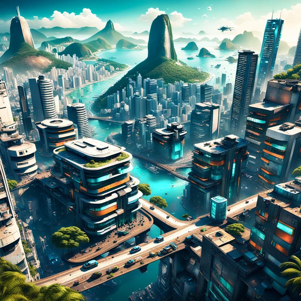 Cyberpunk Rio de Janeiro Cityscape in 2080