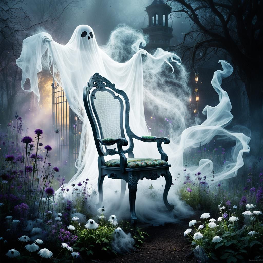 Ghostly Figure Evaporates in Haunted Garden