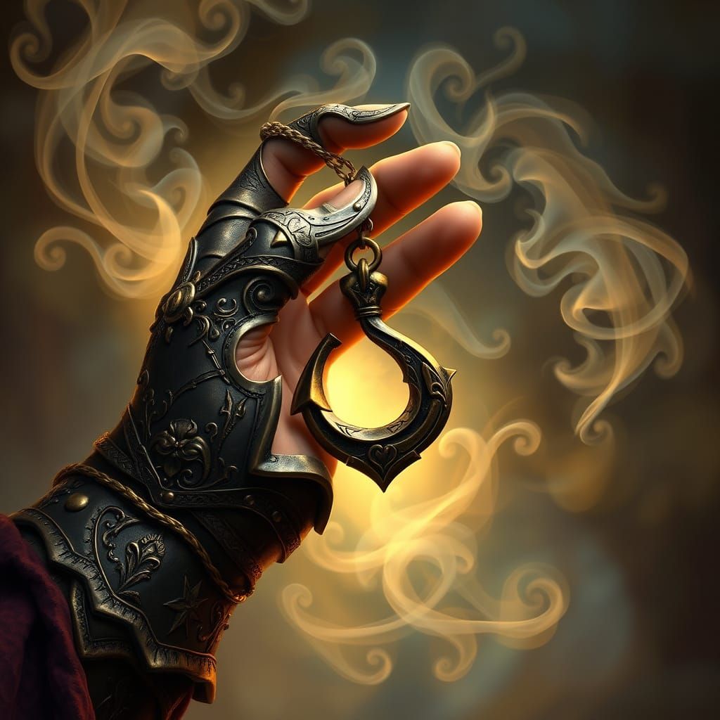 Mystical Bronze Hook Pendant in Dreamlike Armor