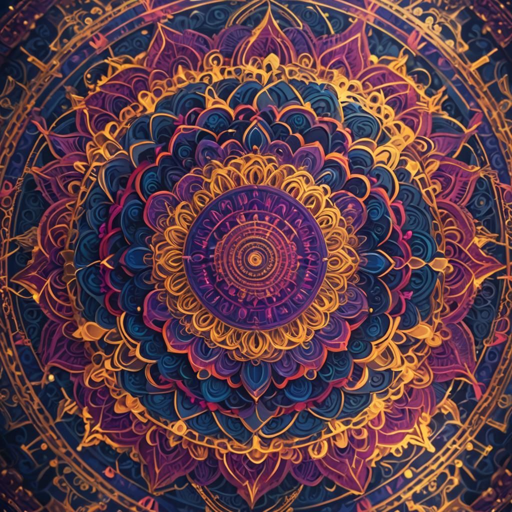 Colorful Mandala Radiating Outwards in Bunstruction Style