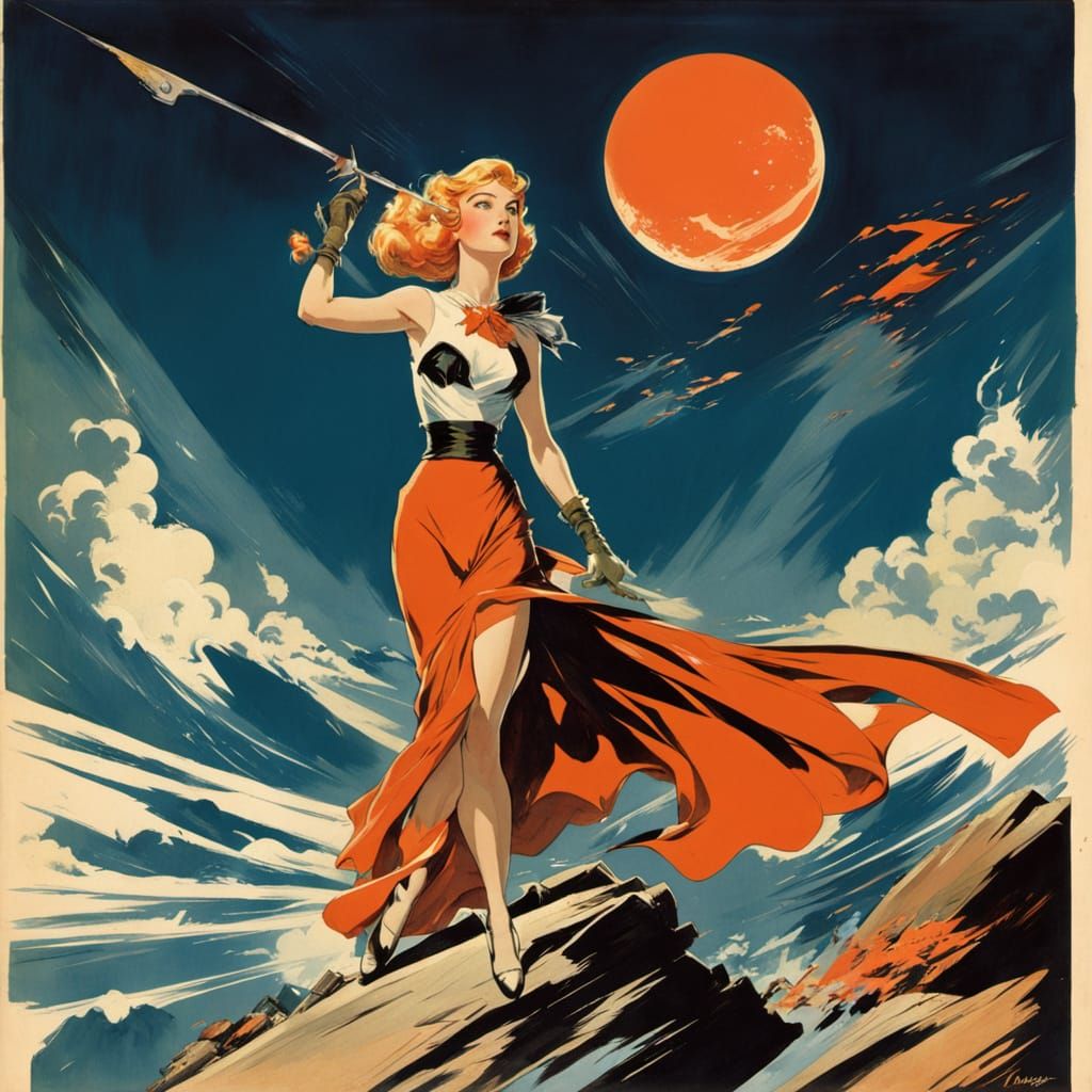 Woman's Long Journey: Pulp Art Illustration