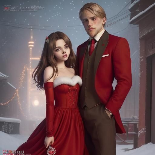 Romantic Christmas Scene in Anime Style