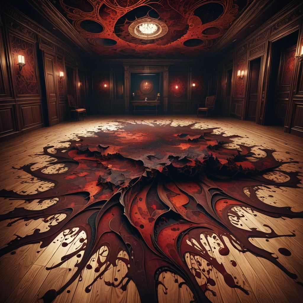 Eerie Abstract Fractal: Blood Splatter in Dark Academia Styl...