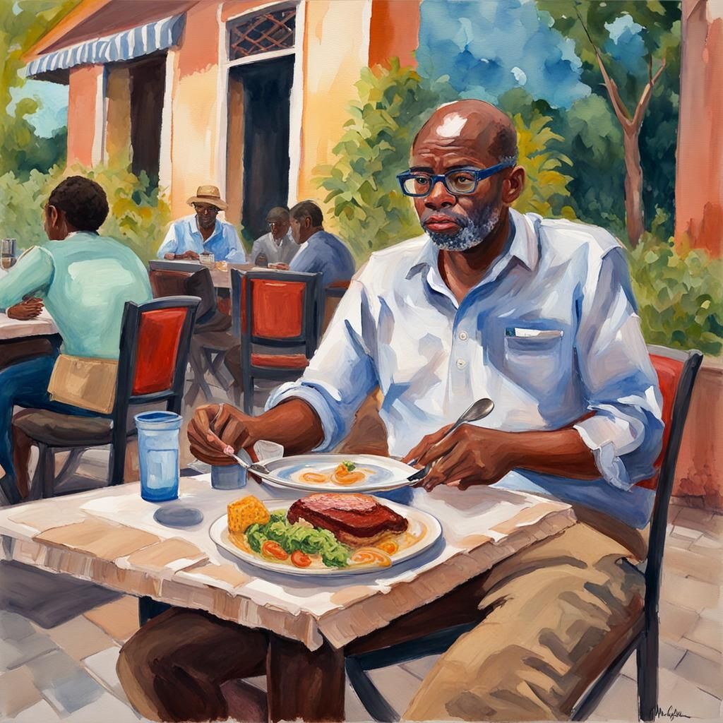 Computer Nerd Lunch in Haiti: Gouache Impressionist Painting