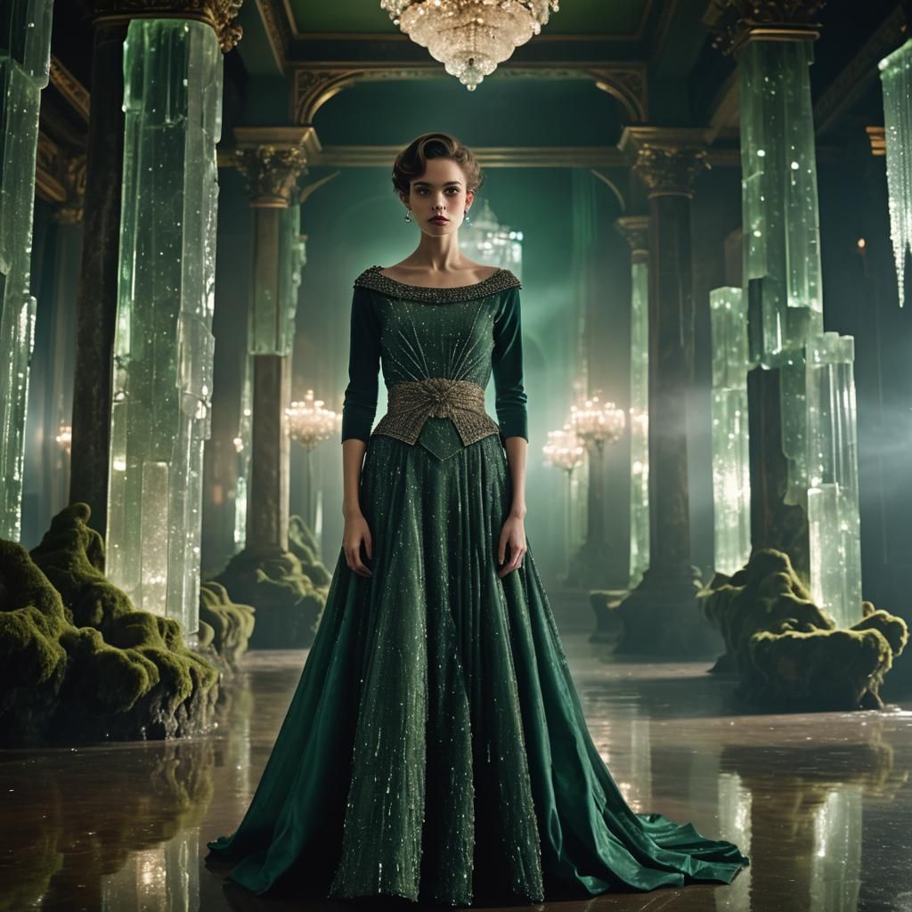 Couture Gown in Ballroom, High-Fashion Photography