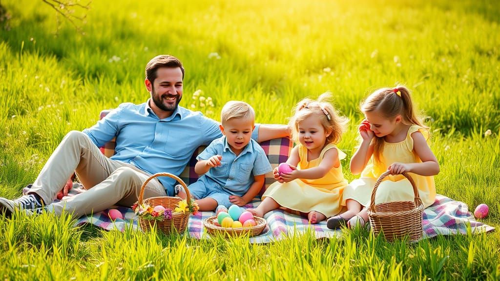 Spring Family Picnic in Vibrant Pastels