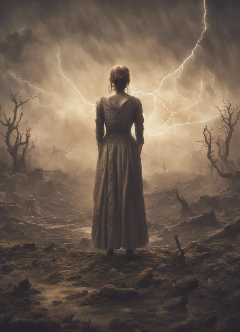 Mary Shelley Portrait in Gothic Science Fiction Art