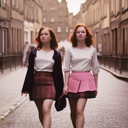 Women Walking in Edinburgh Street: 1960s Photography