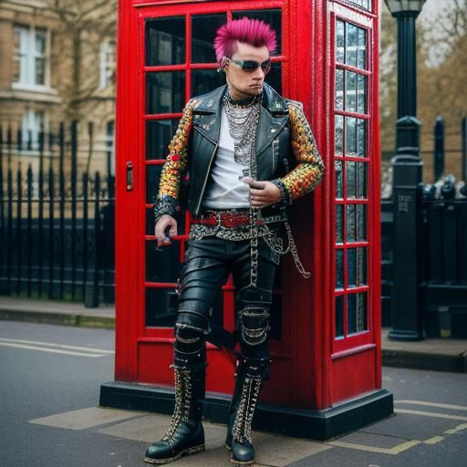 Punk Rocker with Mohawk on London Street