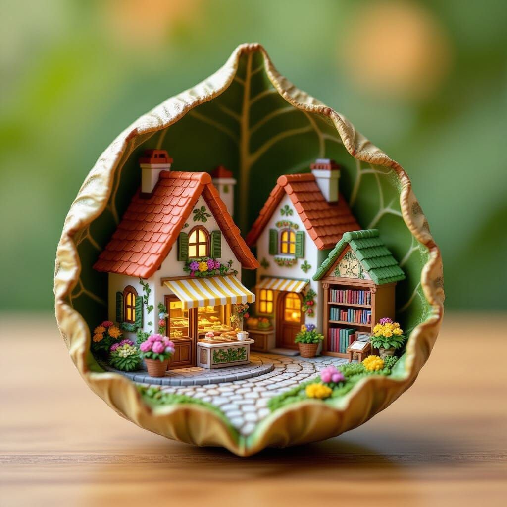 Gonmas Mini Village in Hollowed Leaf: Mosaic Sketch