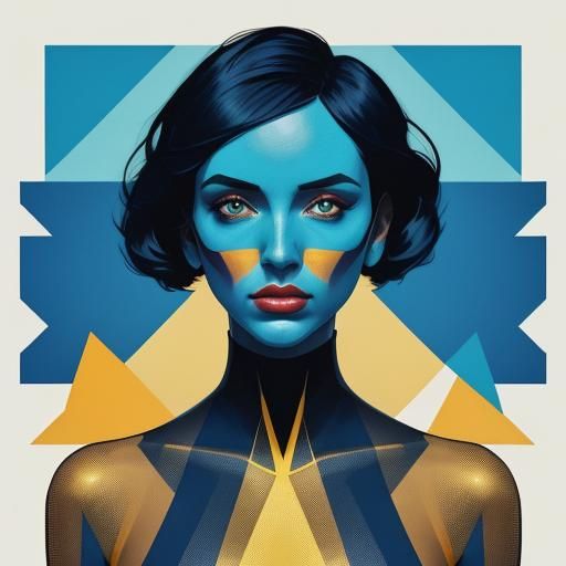 Magnificent Blue Dahlia in Pop Art Style