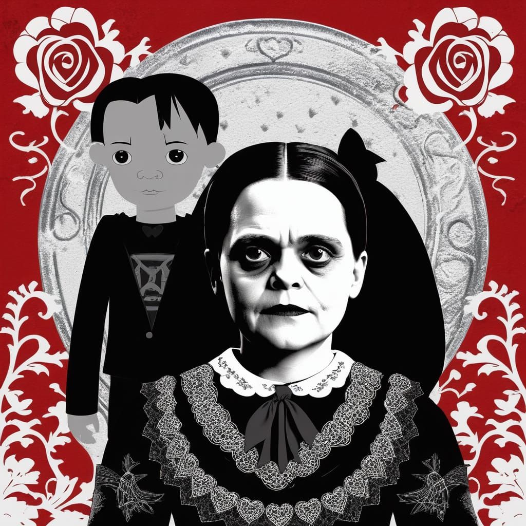 Frankenstein Weds Wednesday Addams on Spooky Valentine's Day