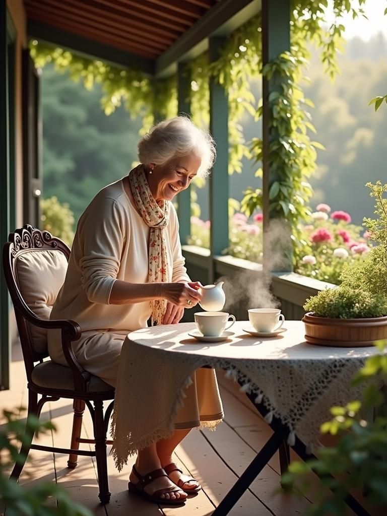 Tea on the Porch: Impressionistic Family Scene