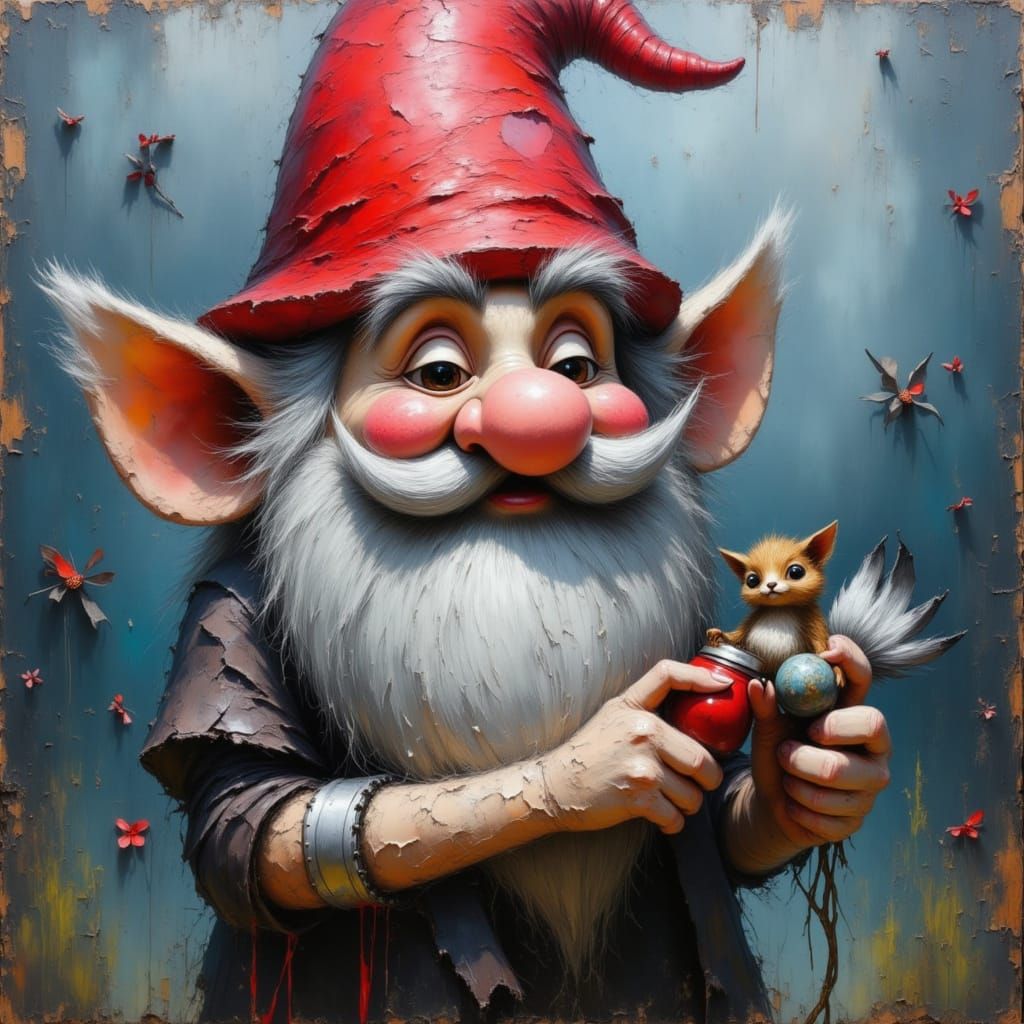 Dramatic Impasto Gnome with Chalk Details