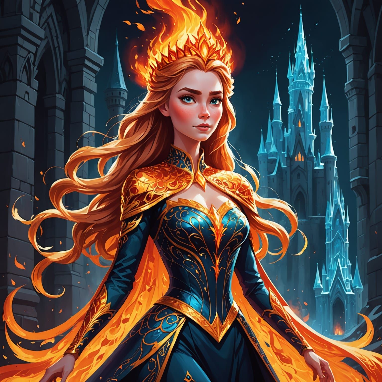 Majestic Flame Queen Commanding Living Fire