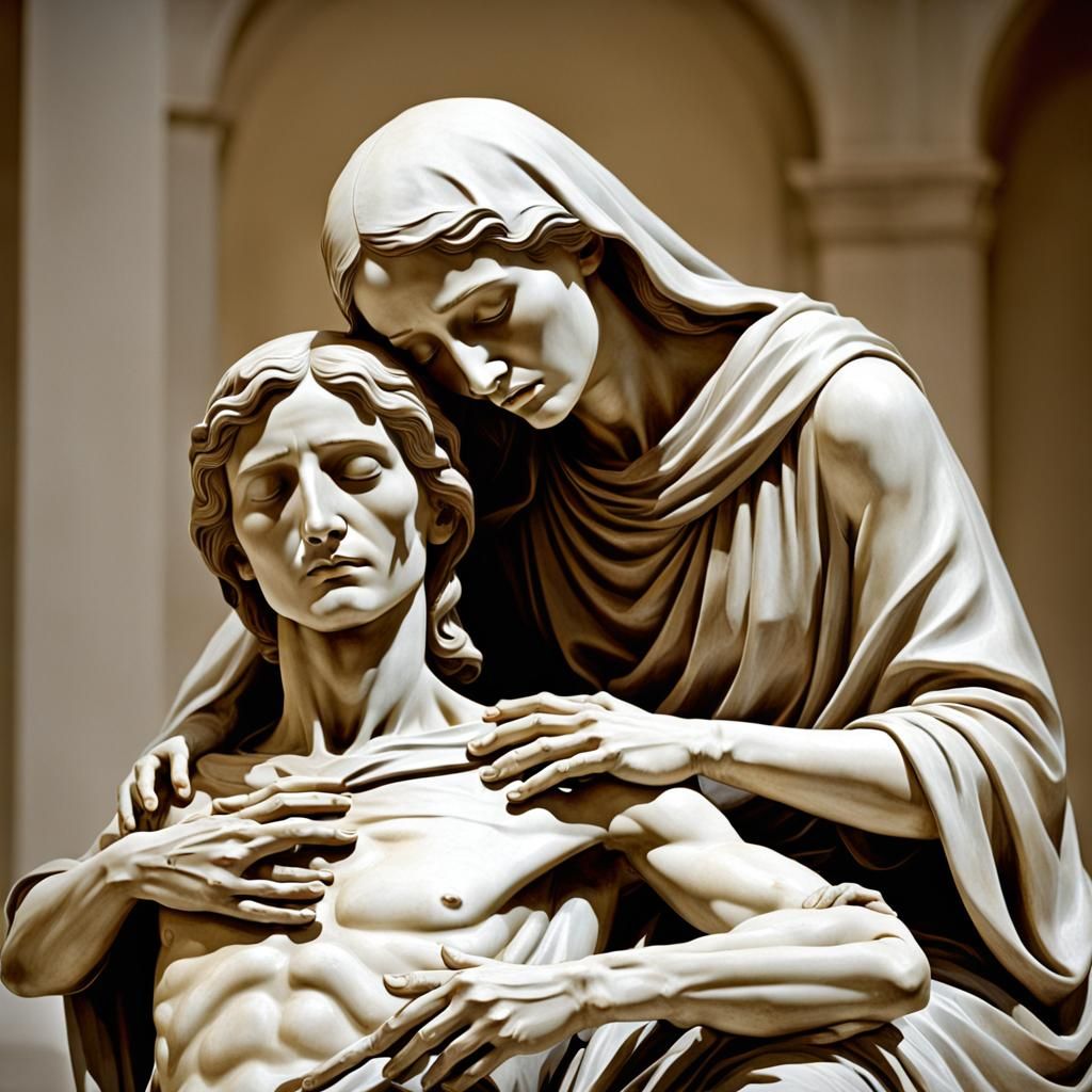 Grieving Mother and Son: A Pietà Scene