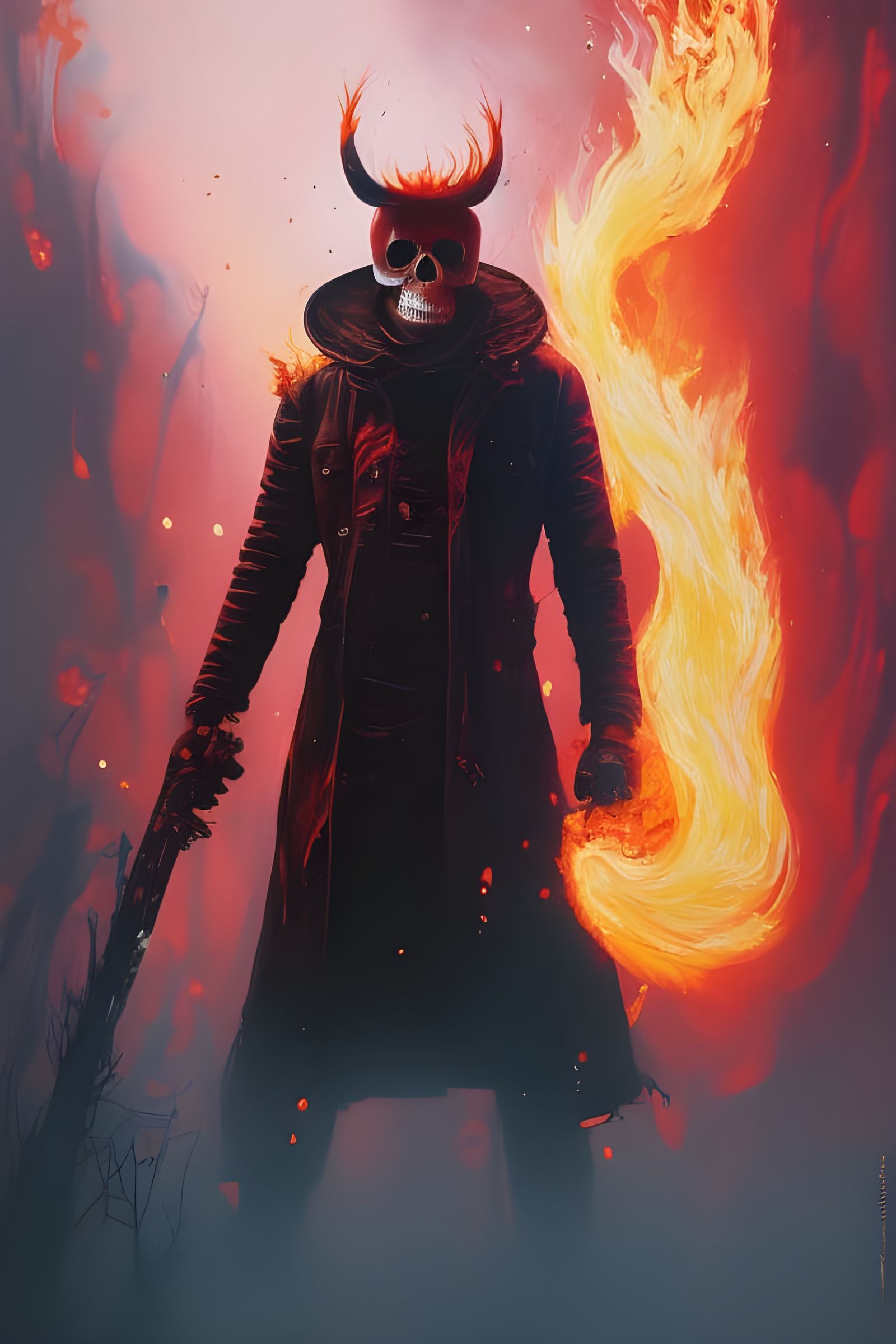 Fiery Skull Blackhole: Digital Surrealism