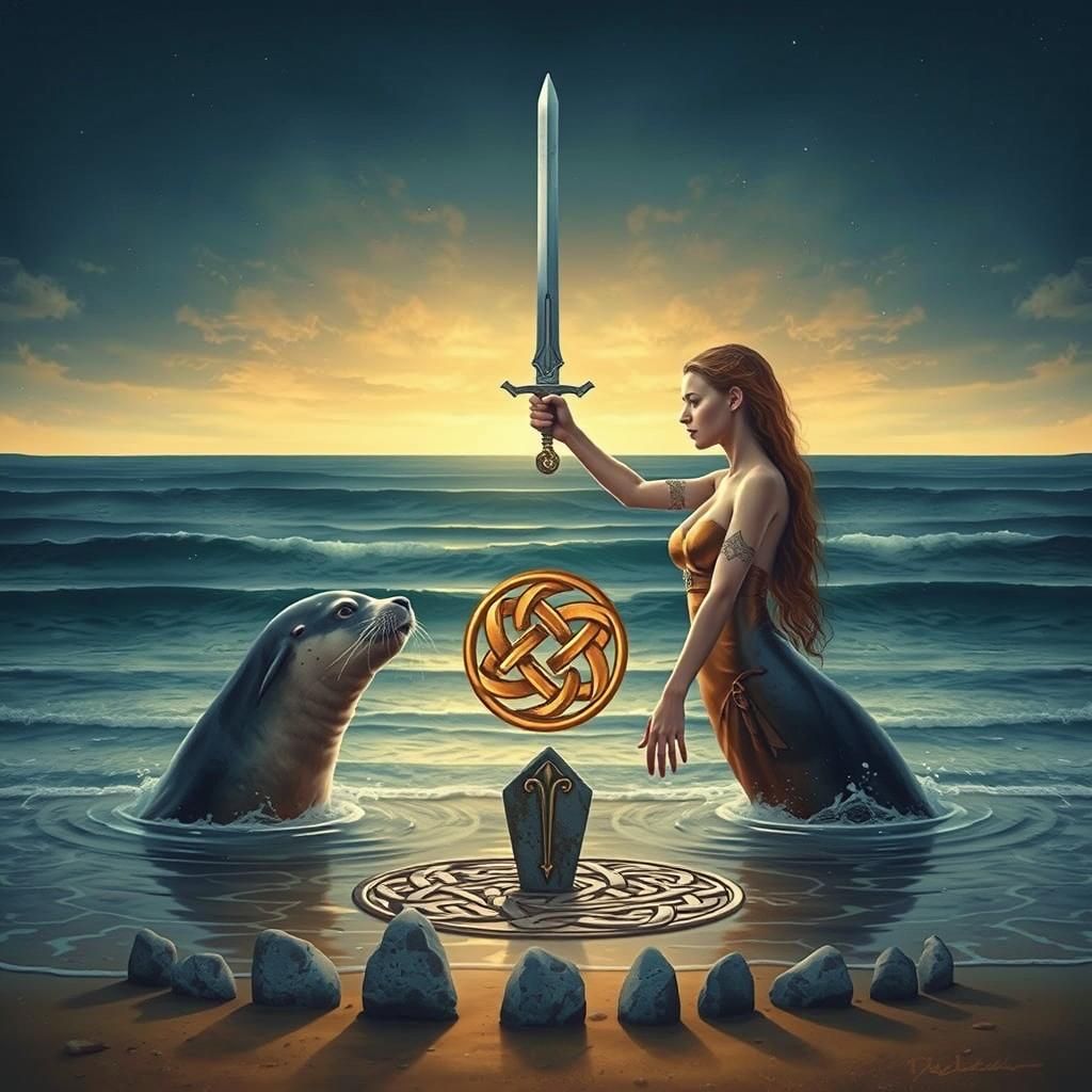 Selkie Emerges with Celtic Rune Sword