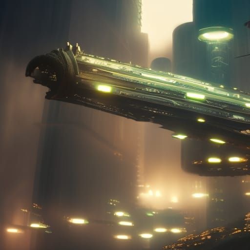 Cyberpunk Tree City at Sunset in 16k