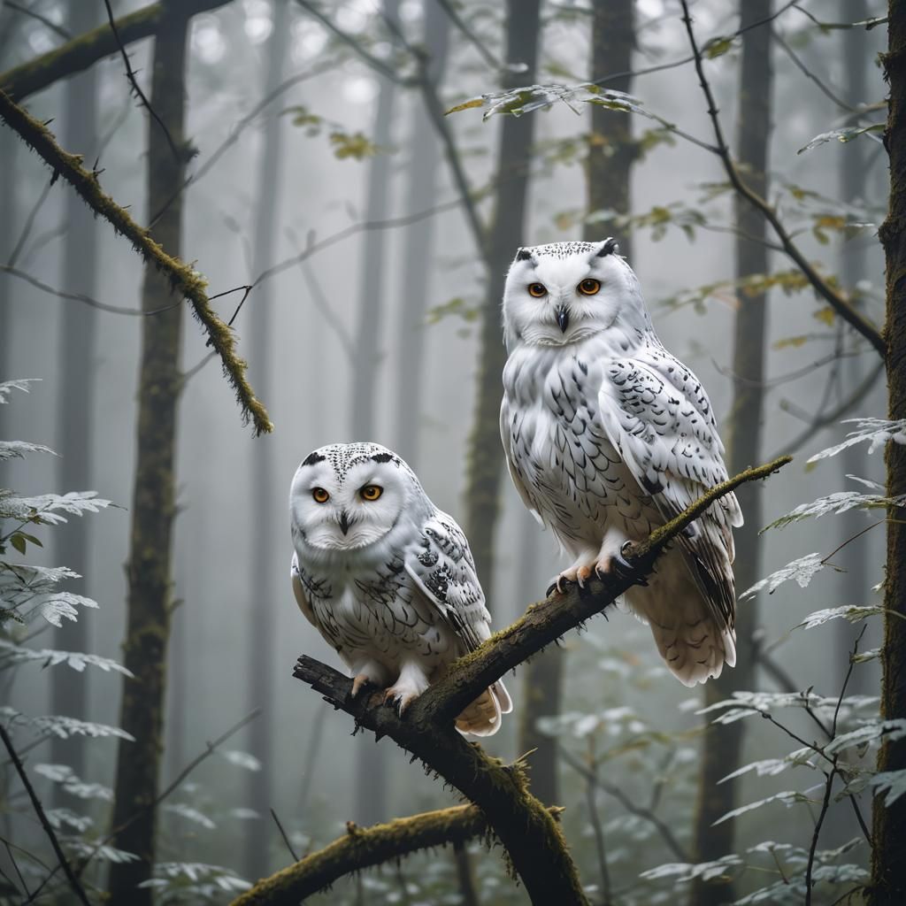 A Majestic White Owl in Golden Hour