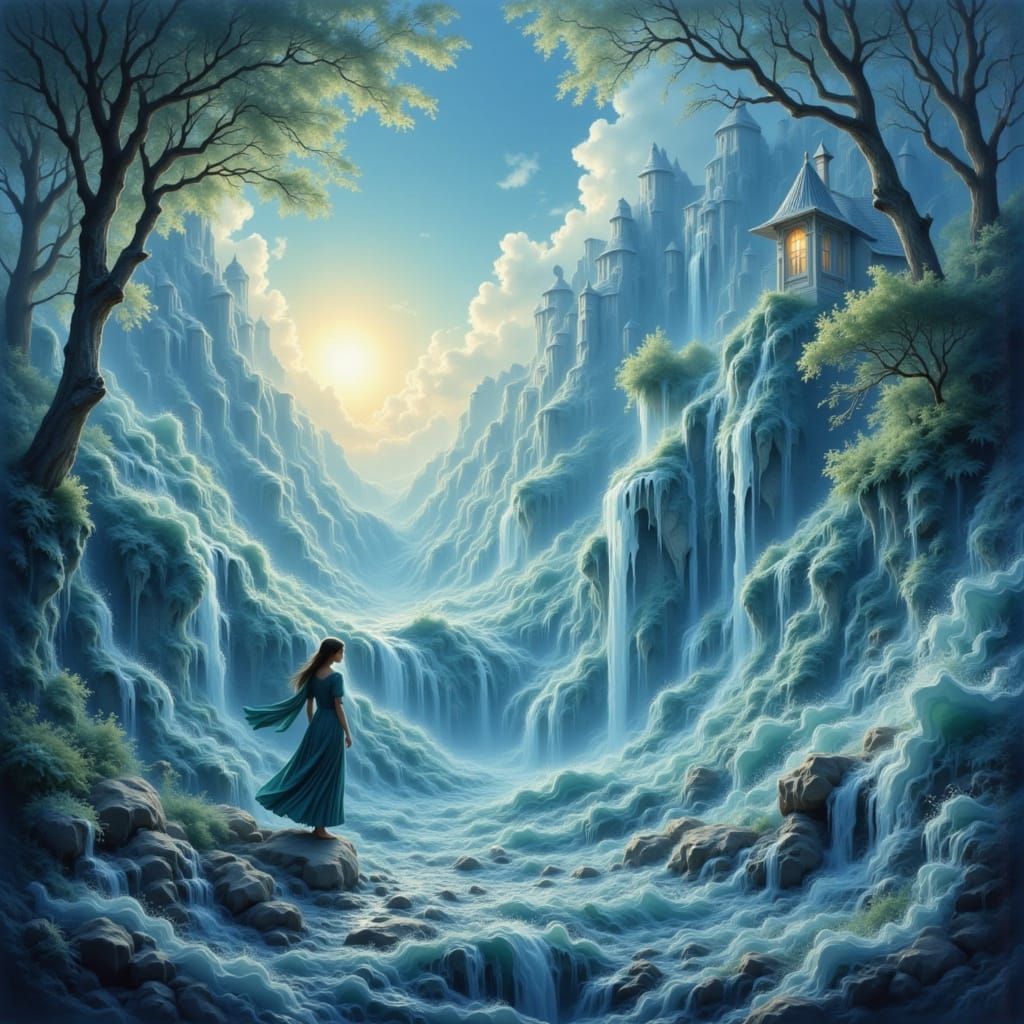 Surreal Azure Dreamscape of Floating Reverie