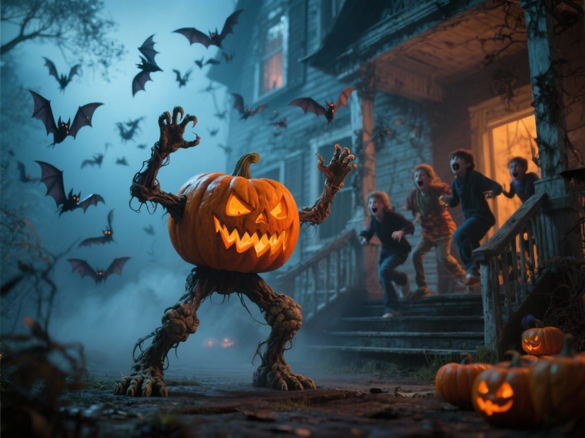 Frightful Jack-O'-Lantern Scares Trick-Or-Treaters