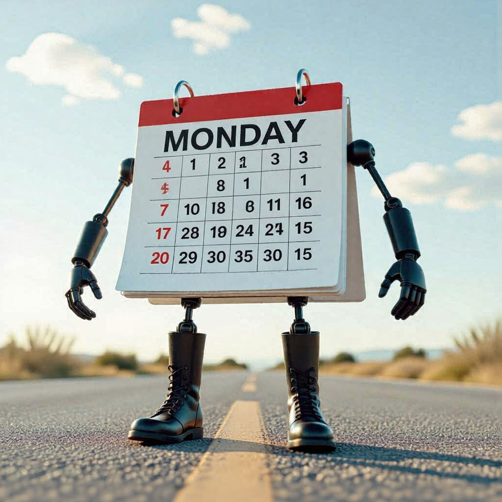 Animated Calendar Page Embodies Monday: Cinematic Still