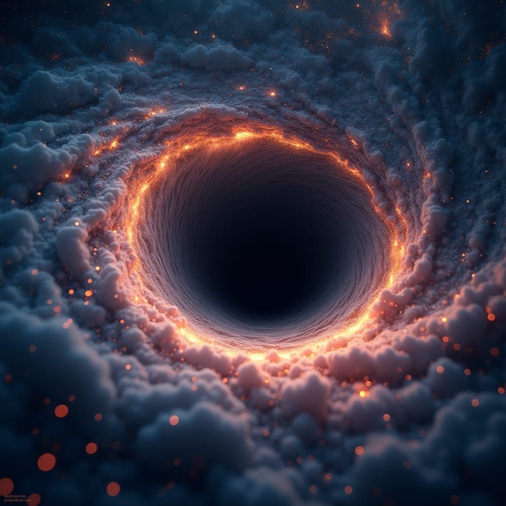 Swirling Black Hole in Starfield, Digital Painting