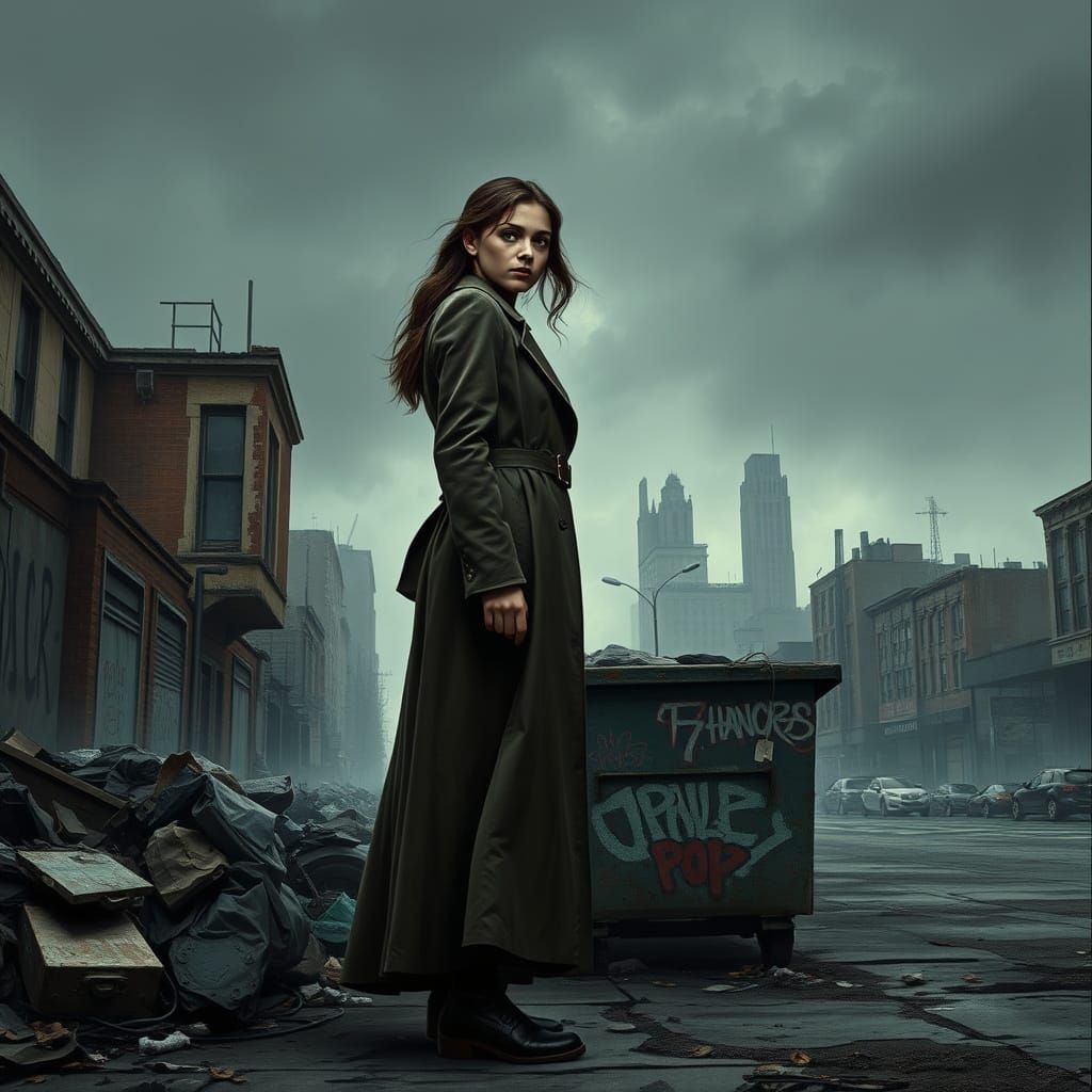 Resilience in the Face of Adversity, a Young Woman Stands Ta...