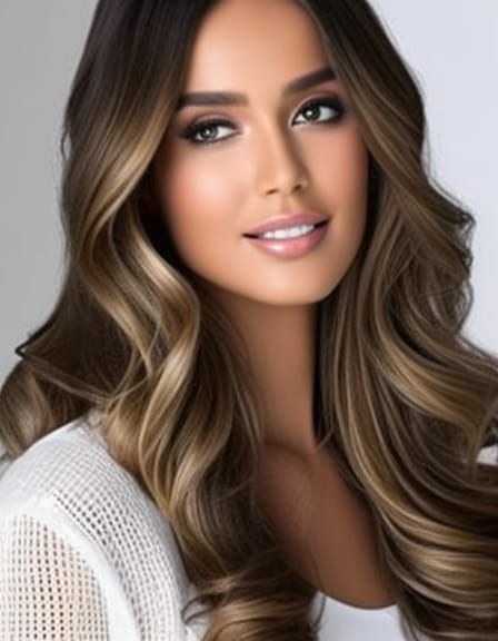 Smiling Woman Portrait in Watercolor Pencil Drawing Style