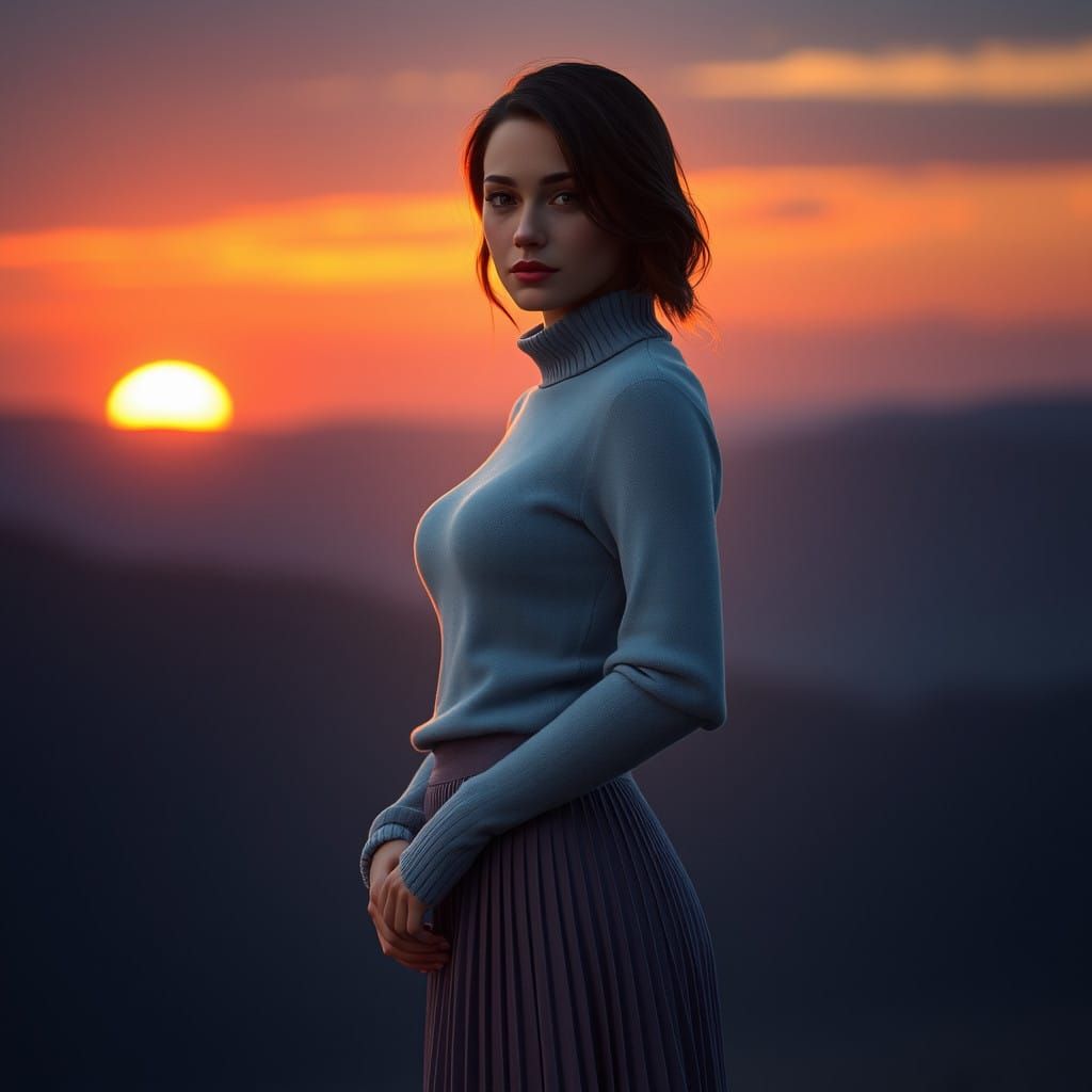 Surreal Sunset Goddess in Ethereal Light