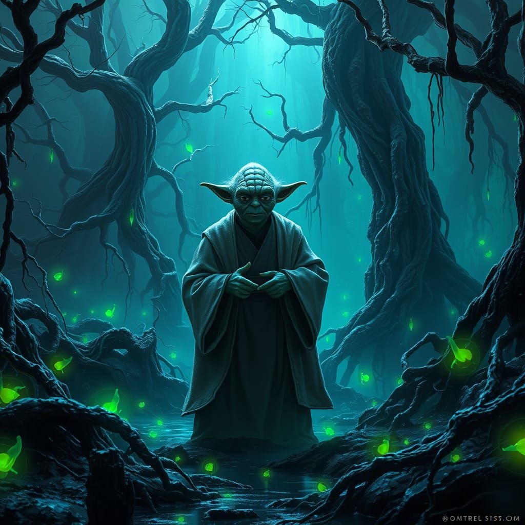 Mystical Swamp Lord in Vibrant, High-Contrast Fantasy Style