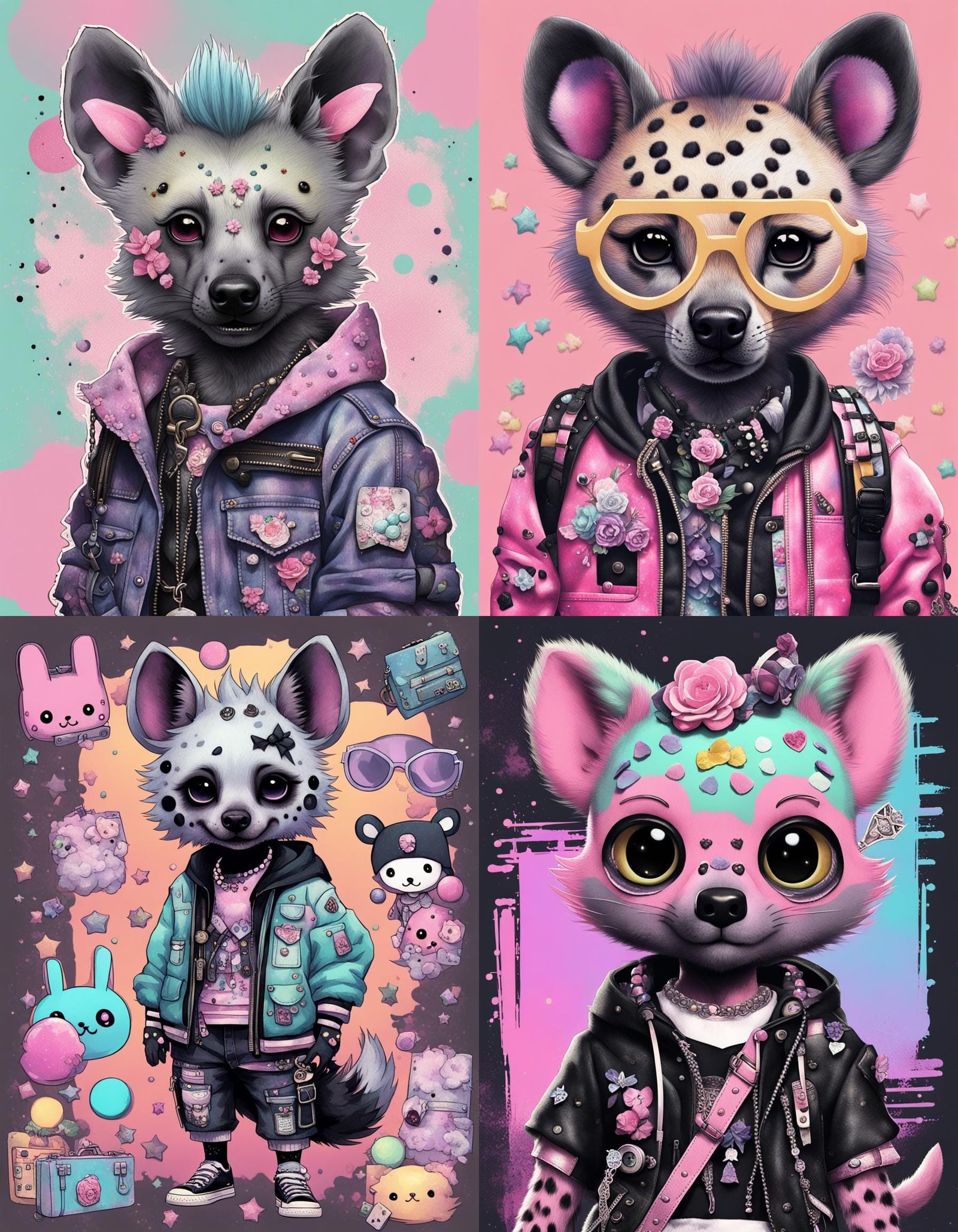 Sanrio Hyena in Pastel Goth Collage
