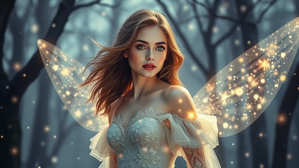 Magical Ethereal Woman in Misty Forest Light