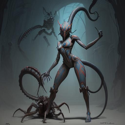 Ahsoka as a Horror Xenomorph in Gothic Style