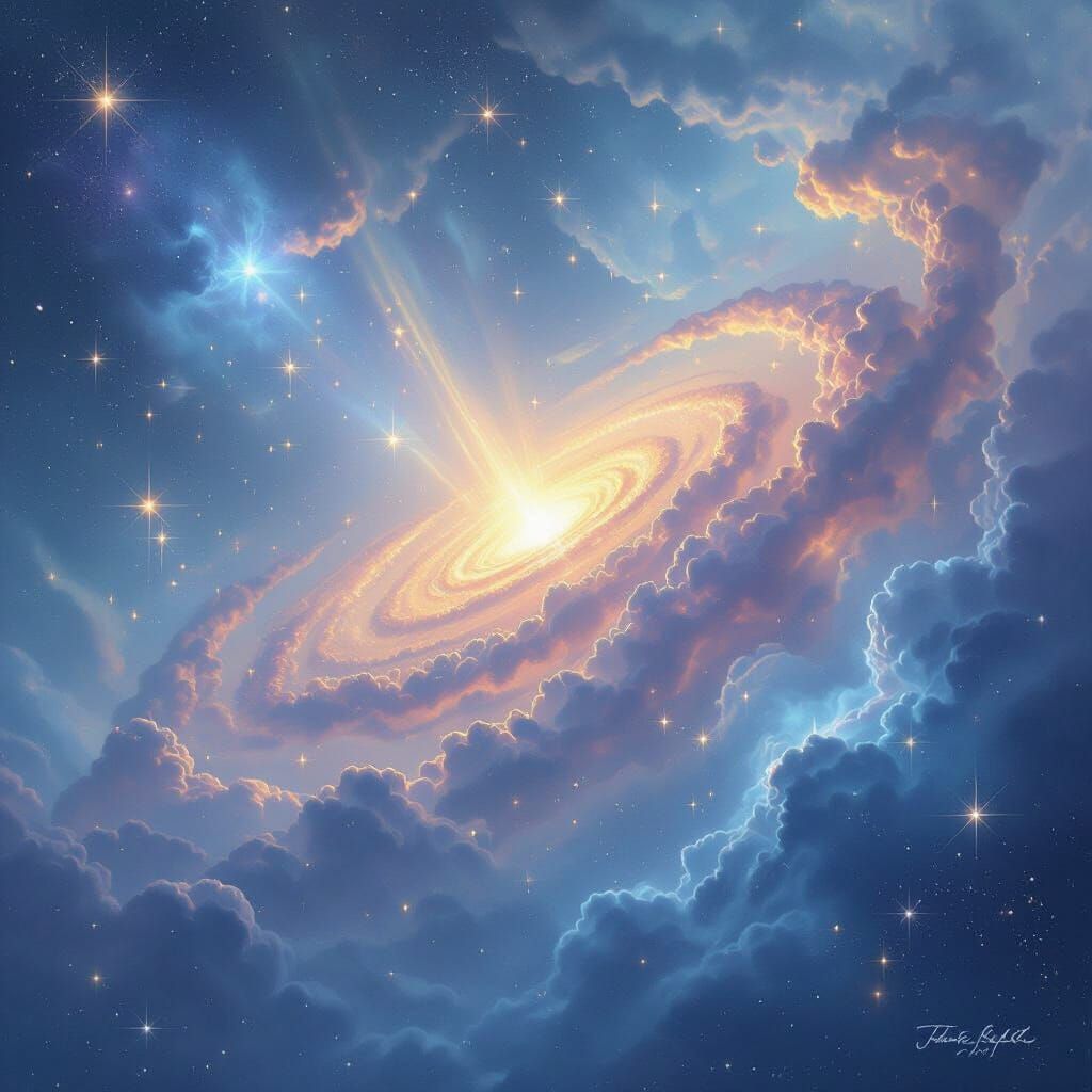 Ethereal Galaxy With Twinkling Stars and Nebulae