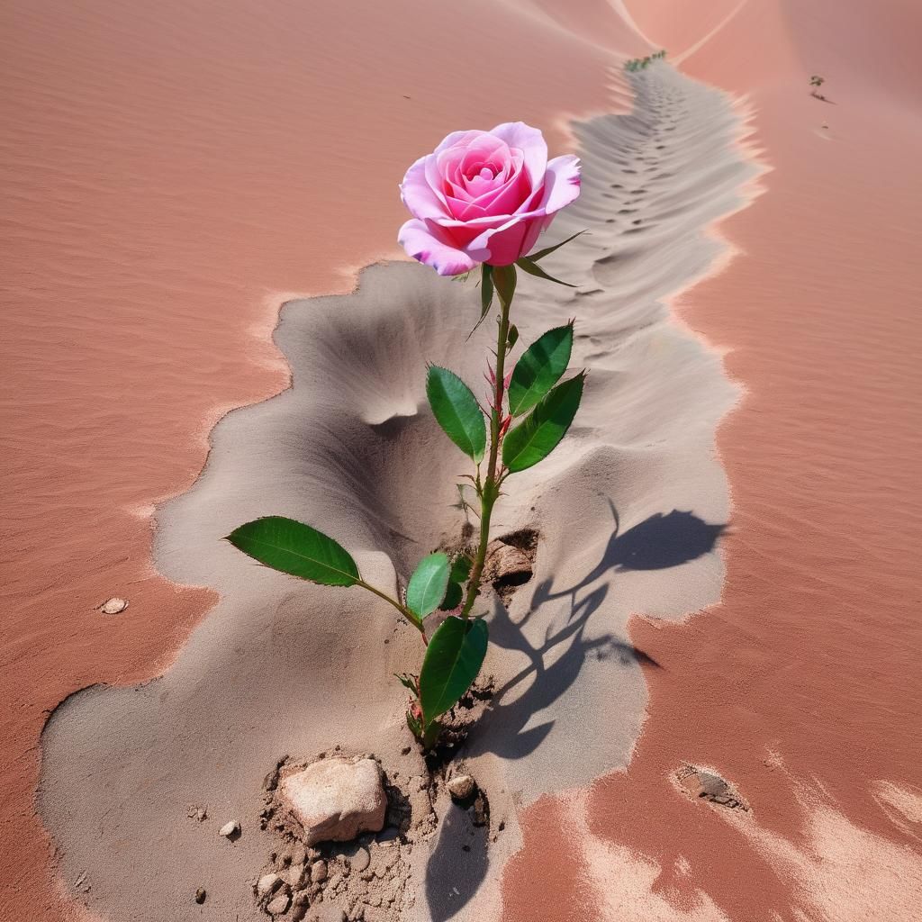 Pink Rose Blooms in Namib Desert