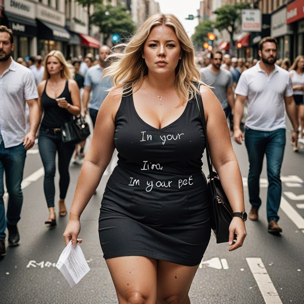 Sultry Curvy Woman Struts Through City Streets