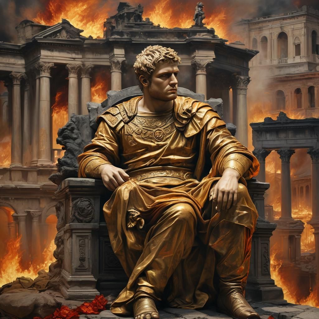 Emperor Nero watching Rome burn
