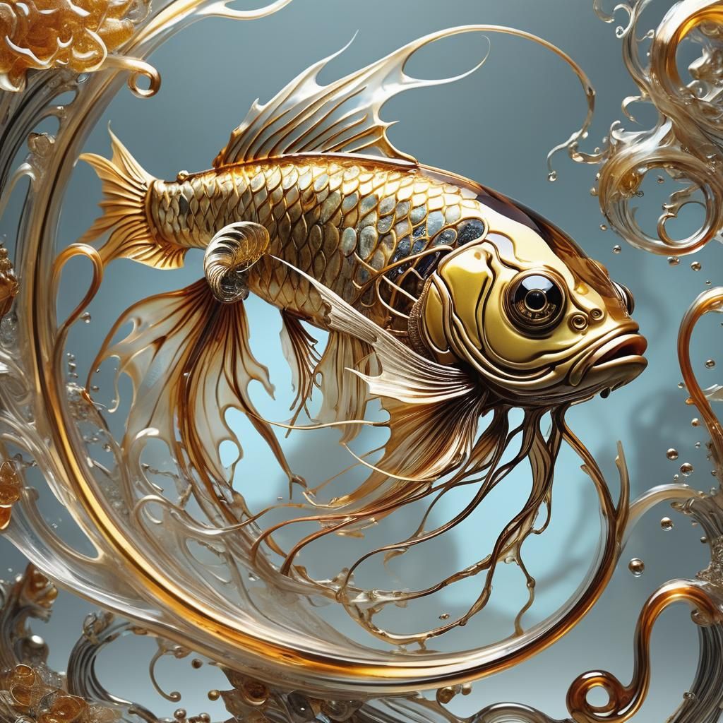 Japanese Fighting Fish Dragon Sculpture