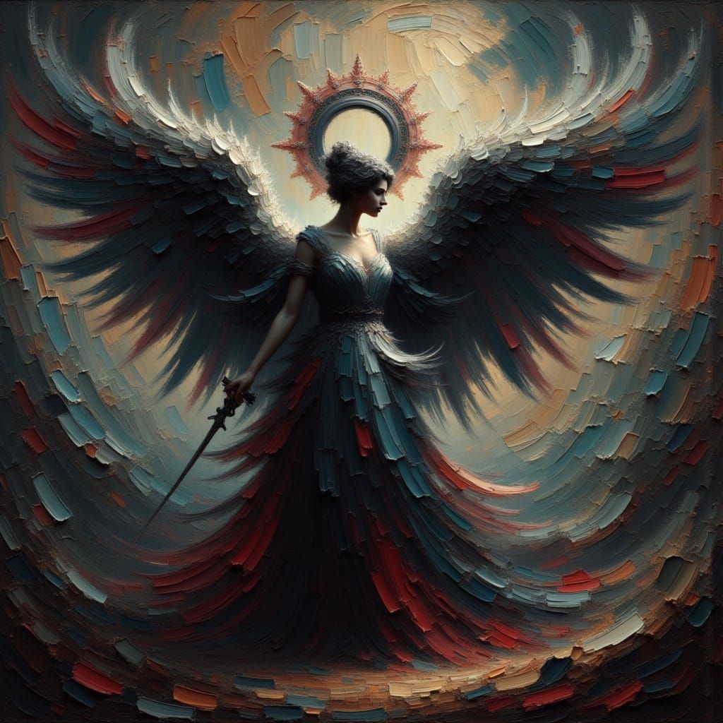 Dark Angel as Dreamy Impasto Painting