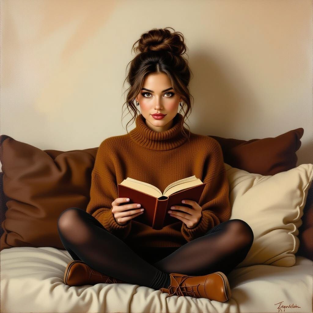 Cozy Nook: Woman Reading, Rembrandt Lighting